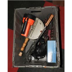 LARGE FOLDING LID TOTE FILLED WITH CAMPING AND