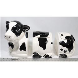 3PC COW SHAPED CANISTER / COOKIE JAR SET