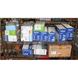 TWO SHELVES OF ASSORTED PRINTER CARTRIDGES