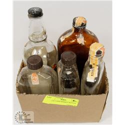 LOT OF FIVE 1930'S WHISKEY BOTTLES.