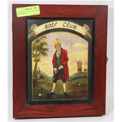 VINTAGE METAL KEY STORAGE BOX W/GOLF MOTIF -