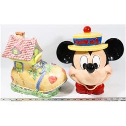 VINTAGE CERAMIC MICKEY MOUSE COOKIE JAR AND