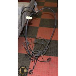 BLACK WROUGHT IRON PLANT STAND - 40" TALL X 14"W