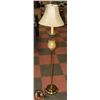 Image 1 : VINTAGE BRASS & ART GLASS FLOOR LAMP, 55" TALL