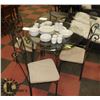 Image 1 : 45" DIAMETER GLASS ROUND TABLE WITH 4 PADDED