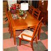 Image 1 : DARK OAK TONE DINNING TABLE (60"X32"X30.5") W/ 6
