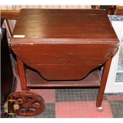 WOOD TEA CART, 26"X19.5"X30", 2 DROP LEAFS