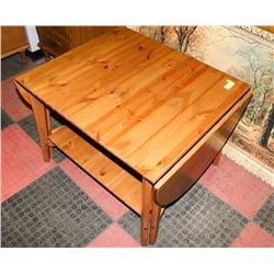 DOUBLE DROP LEAF PINE TABLE (33.5"X28"X23", DROP
