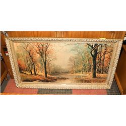 VINTAGE FRAMED FOREST SCENE FRAMED ART