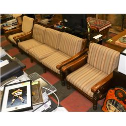 3PC SOLID OAK 53" SOFA WITH 2 CHAIRS (ONE ROCKING,