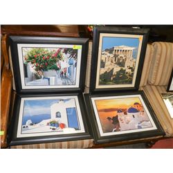 LOT OF 4 FRAMED GREECE BUILDING PICTURES