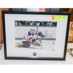 GRANT FUHR "KICKS SAVE" SIGNED 8X10 W PIN & COA