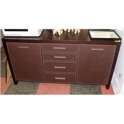 NEW LEATHERETTE WOOD TONE SIDEBOARD