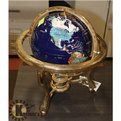 LARGE VINTAGE BLUE MINERAL & GEMSTONE GLOBE IN