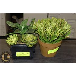 LOT OF 2 SMALL ARTIFICIAL DECORATIVE PLANTS