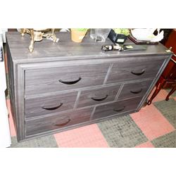 GREY WOOD TONE 7 DRAWER DRESSER 58.5X16X38"H