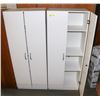 Image 1 : LOT OF TWO 5FT WHITE SHELVING UNITS WITH DOORS