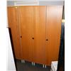 Image 1 : LOT OF 4 MAPLE WOOD TONE STORAGE CABINETS