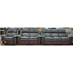 NEW BROWN LEATHERETTE 3PC 86" SOFA, 63" LOVESEAT