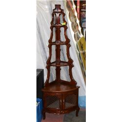 VINTAGE CORNER DISPLAY SHELF, 24 X 18 X 68