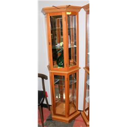 LIGHTED CURIO DISPLAY CABINET,  21 X 15 X 71