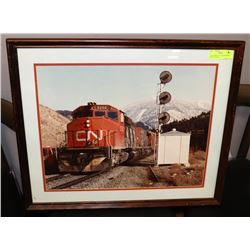 CN LOCOMOTIVE 5250 FRAMED & MATTED PHOTO.