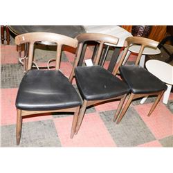 BOUTIQUE SET OF 3 WOOD AND LEATHERETTE SIDECHAIRS