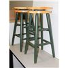 Image 1 : PAIR OF SOLID WOOD SWIVEL BAR STOOLS. FURNITURE