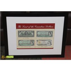 FRAMED THE LAST OF THE CANADIAN DOLLARS 1937, 1954