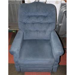 BLUE LAZY BOY CHAIR.