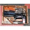Image 1 : BOX OF ASSORTED TOOLS INCL ELECTRIC JIGSAW WITH