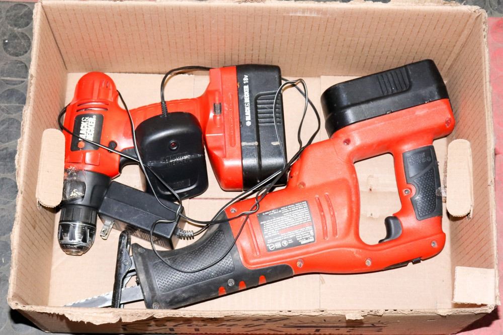 BLACK & DECKER 18 VOLT DRILL, SAWZALL, 2 BATTERIES Kastner Auctions