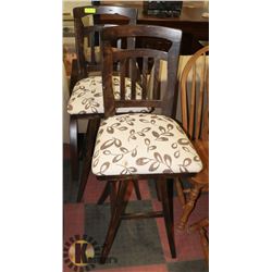 2 WOOD/FABRIC BAR STOOLS