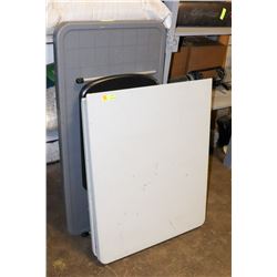 LOT OF 3 ASSORTED STYLE FOLDING TABLES. FURNITURE