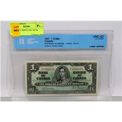 CERTIFIED CHOICE UNC 1937 $1 NOTE