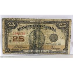 1923 CANADIAN SHINPLASTER.