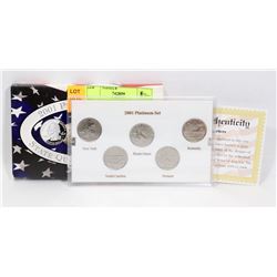 2001 US PLATINUM STATE QUARTER SET.