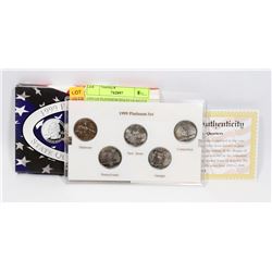 1999 US PLATINUM STATE QUARTER SET.