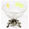 Image 1 : PINWHEEL CRYSTAL BOWL WITH BRASS CLAW FEET