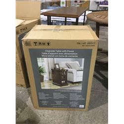 Wooden Chairside Table w/ Power