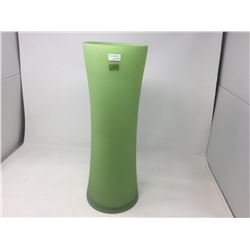Tall Green Frosted Glass Vase