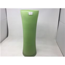 Tall Green Frosted Glass Vase