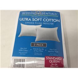 Set of Ultra Soft Cotton Standard/Queen Zippered Pillow Protectors