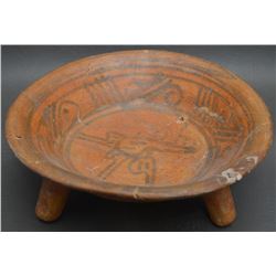 PRE COLUMBIAN POTTERY TRI LEG BOWL