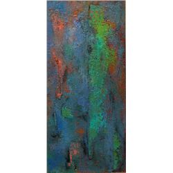 Miriam Bromberg, Abstract in Blue, Green, and Red, Oil Painting