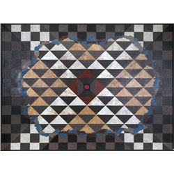 Dan Teis, Wide White X with Red Dot, Oil Painting