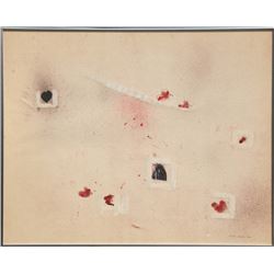 Roger Selden, Red Hearts, Ink and Acrylic Painting