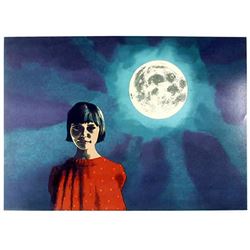 Bertha Vincent Walls, Girl and the Moon, Serigraph