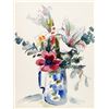 Image 1 : Eve Nethercott, Flowers in Blue Pitcher (P1.8), Watercolor Painting
