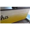 Image 3 : Long Wooden Customer Service Counter w/ Shelves & Aloha Painted 73"Lx24"Dx36"H